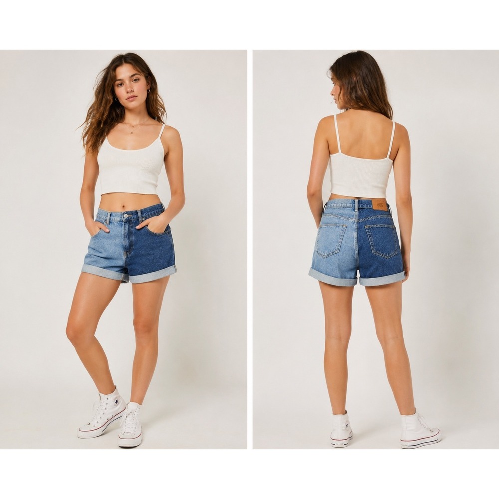 BDG Urban‎ Outfitters Two Tone Colorblock Mom Denim Shorts Blue W28